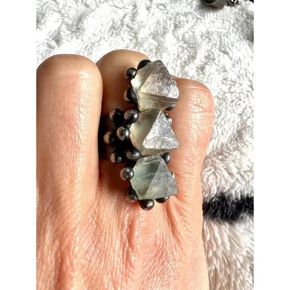 333 Portal Octahedron Fluorite Statement Ring - Picture 6 of 7